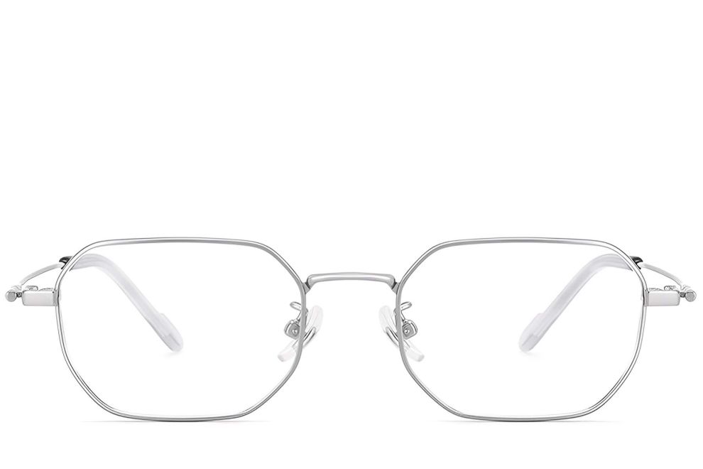 Gafas geométricas de titanio plateado #BS1913-0239