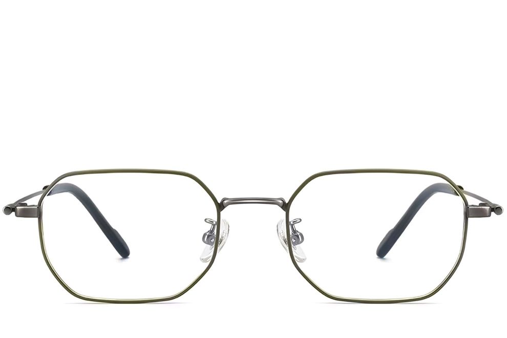 Gafas geométricas de titanio verde #BS1913-0241