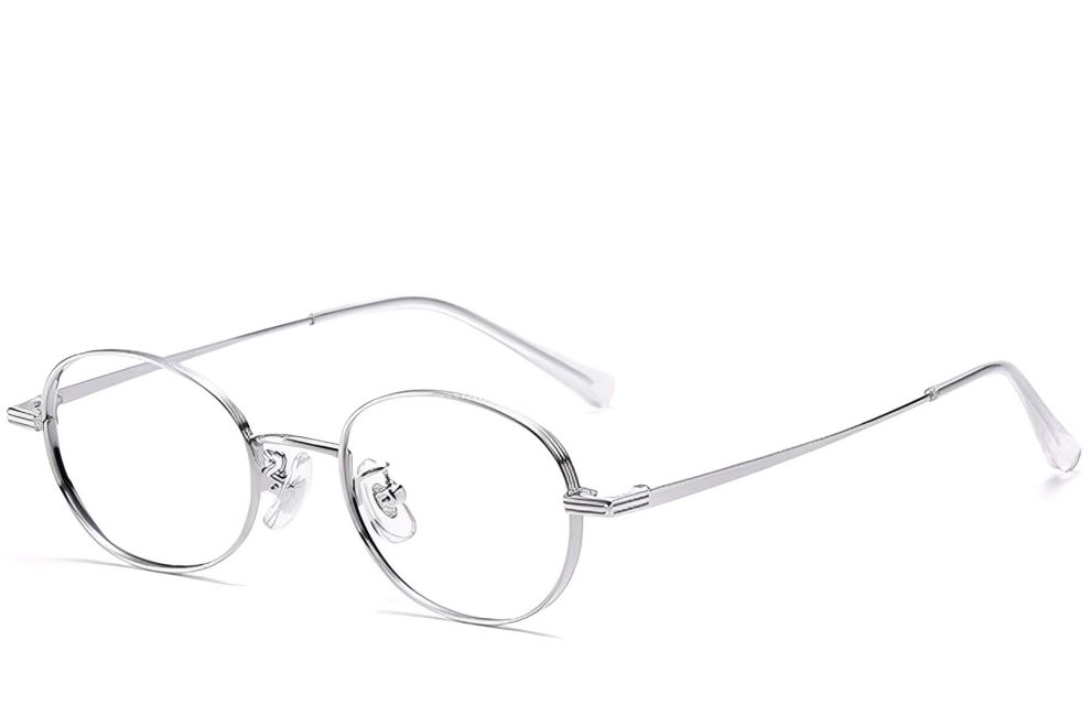 Gafas ovaladas de titanio plateado #BS1913-0249
