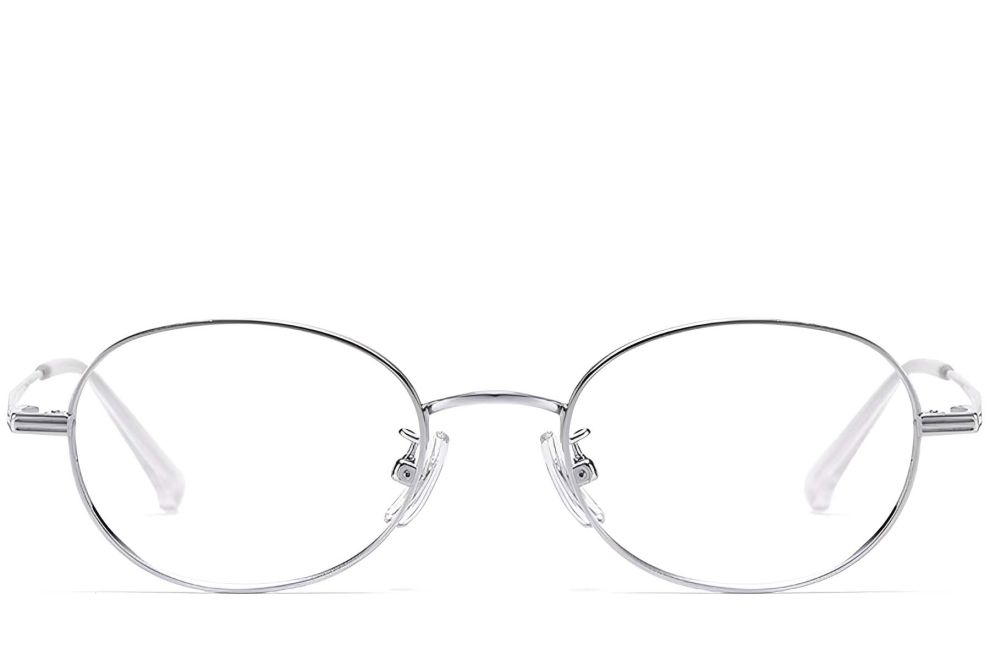 Gafas ovaladas de titanio plateado #BS1913-0249