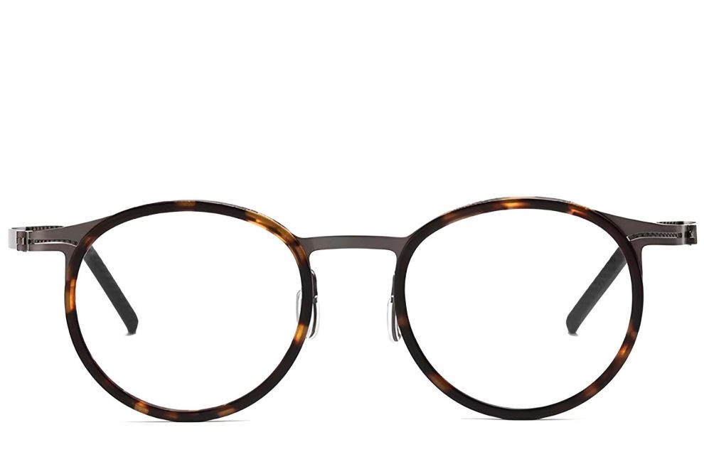 Gafas de titanio ovaladas de carey # BS1913-0263
