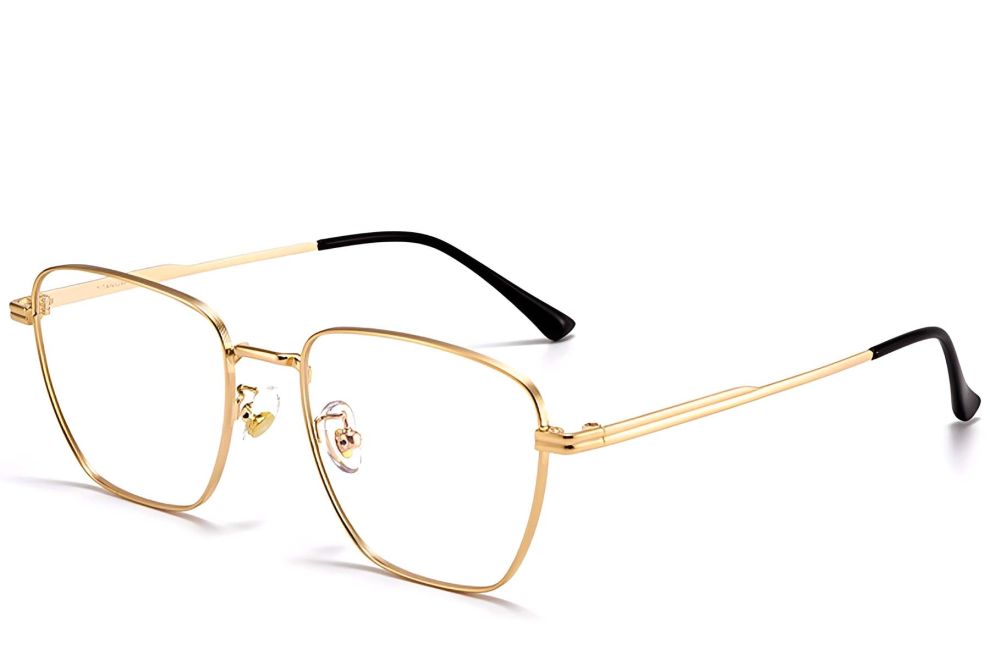 Rechteckige goldene Titanbrille #BS1913-0284