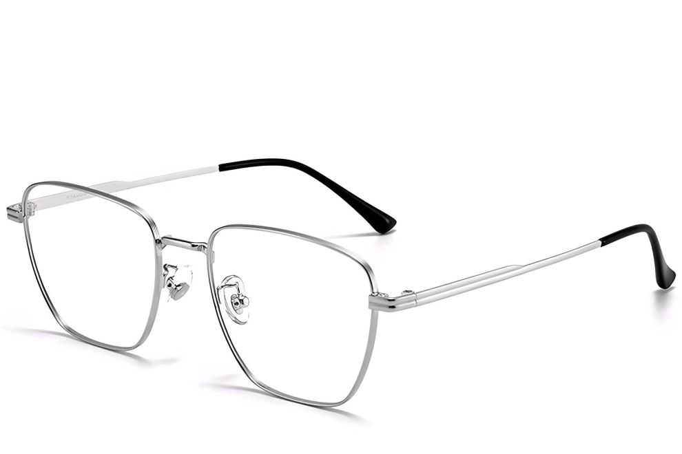 Gafas rectangulares de titanio plateado #BS1913-0286
