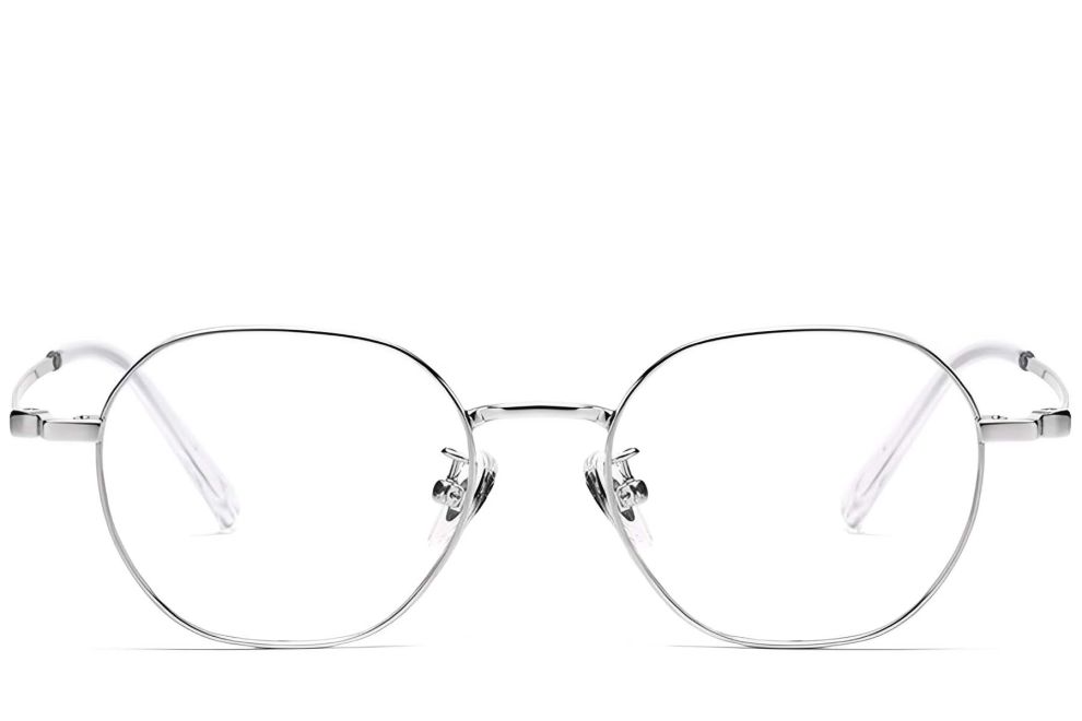 Gafas geométricas de titanio plateado #BS1913-0290