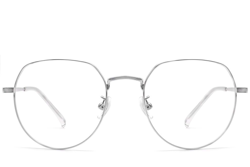 Gafas geométricas de titanio plateado #BS1913-0303