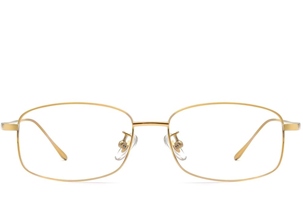 Gafas rectangulares de titanio dorado #BS1913-0313
