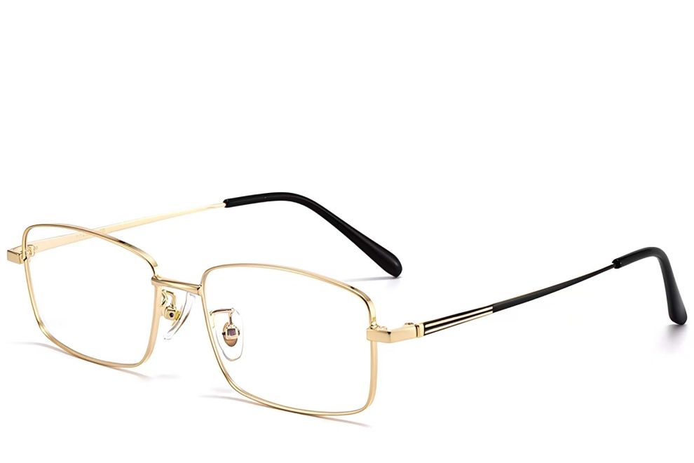 Gafas rectangulares de titanio dorado #BS1913-0316