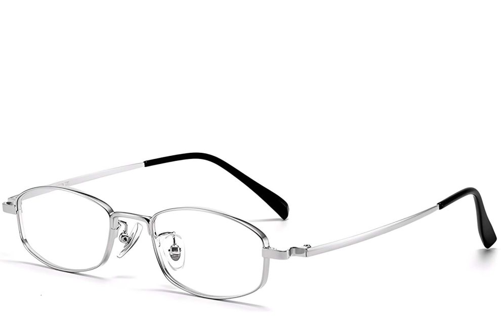 Gafas ovaladas de titanio plateado #BS1913-0328