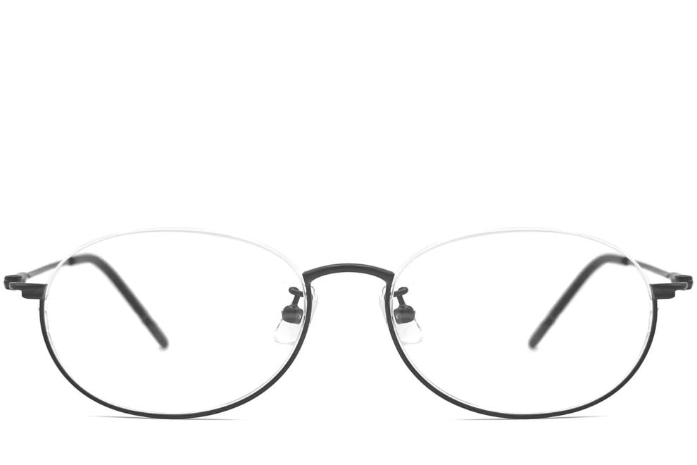 Semi-rimless Black Metal Glasses #BS1924-0002