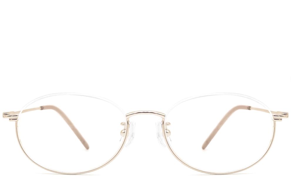 Semi-rimless Golden Metal Glasses #BS1924-0003