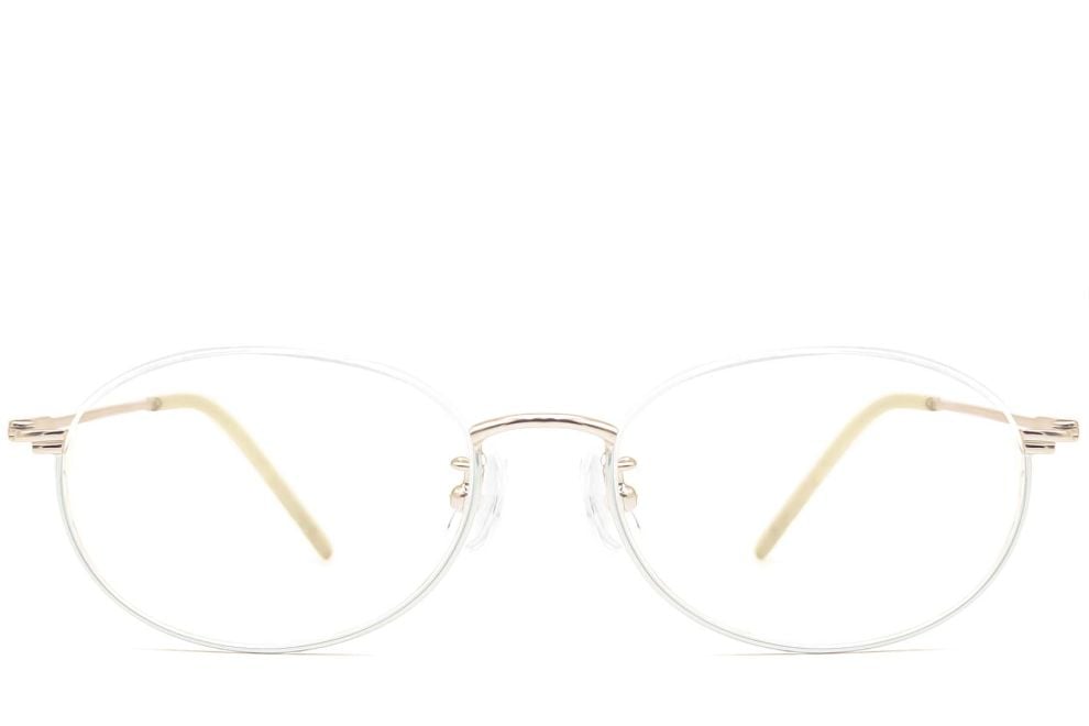 Semi-rimless White Metal Glasses #BS1924-0004