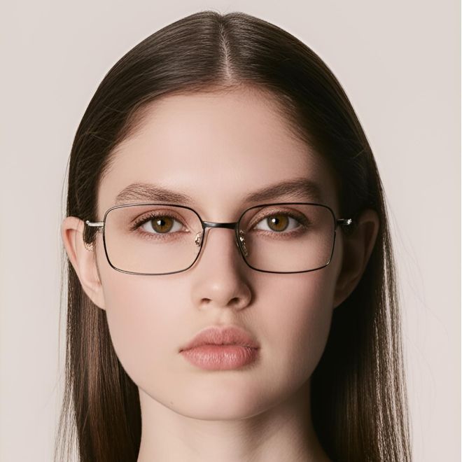Rectangular Silver Metal Glasses #BS1924-0016