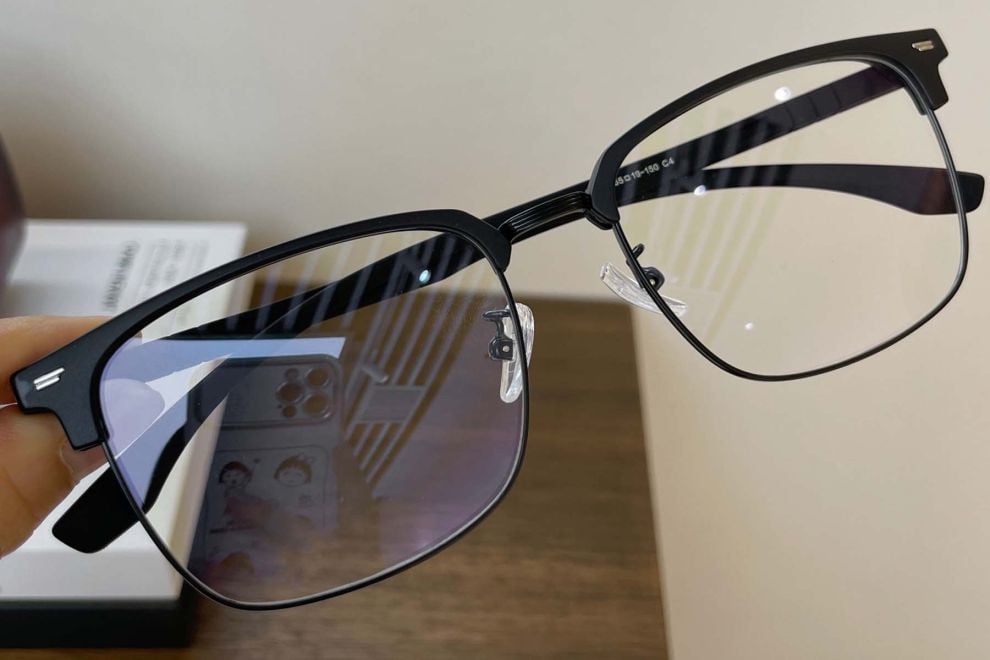 Semi-rimless Black Metal Glasses #BS1924-0038