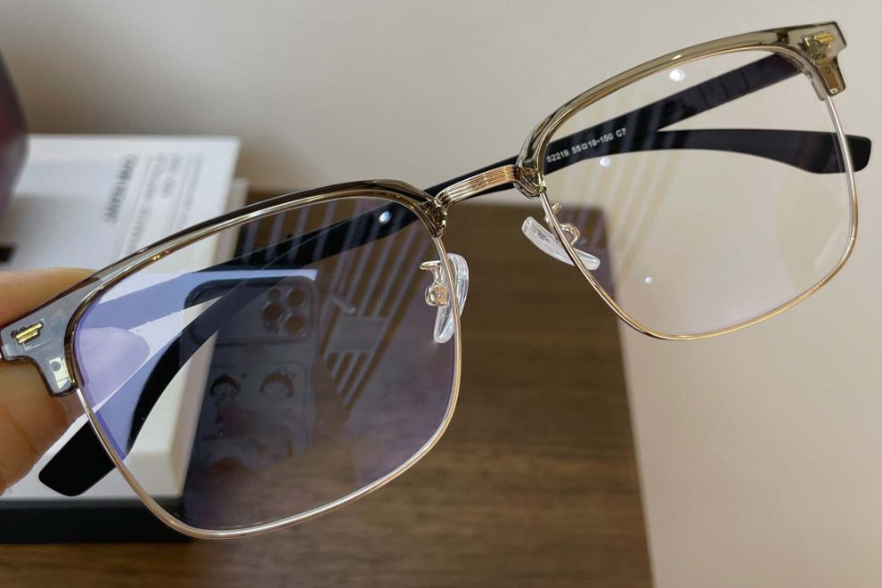 Semi-rimless Brown Metal Glasses #BS1924-0039