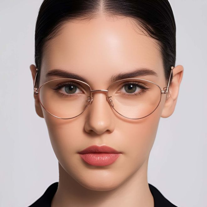 Oval Pink Metal Glasses #BS1924-0066