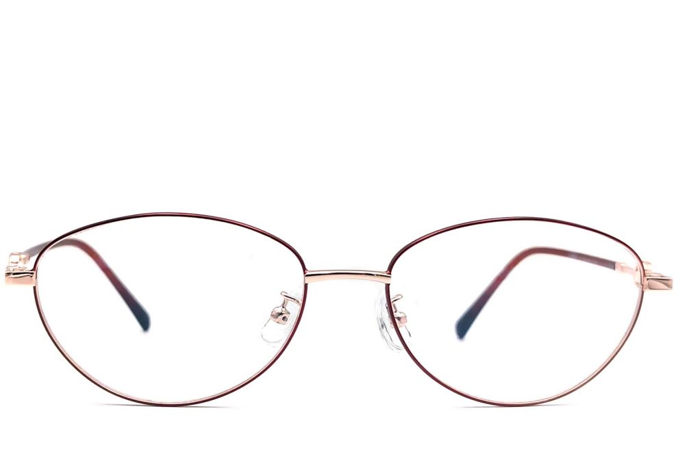 Oval Red Metal Glasses #BS1924-0069