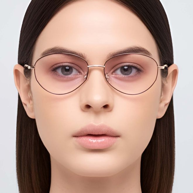 Oval Red Metal Glasses #BS1924-0069