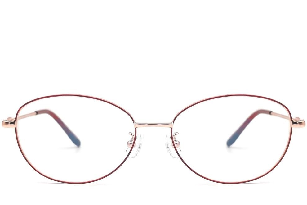 Oval Red Metal Glasses #BS1924-0073