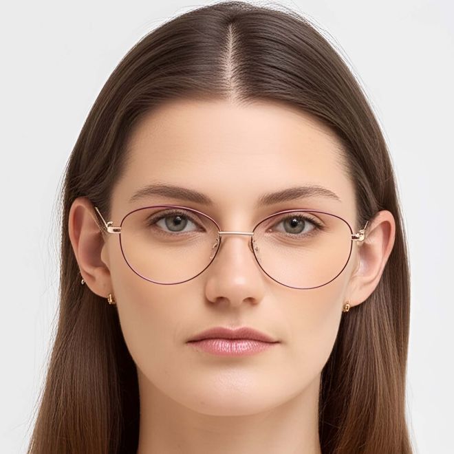 Gafas ovaladas de metal rojo #BS1924-0073