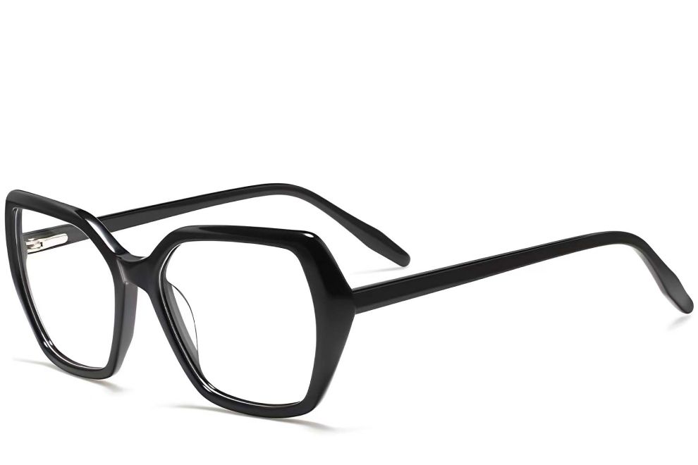 Rechteckige schwarze Acetatbrille #BS2012-0018