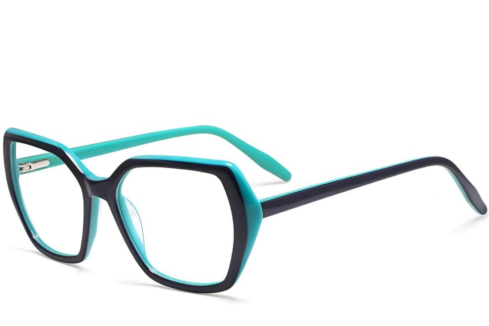 Rechteckige grüne Acetatbrille #BS2012-0019