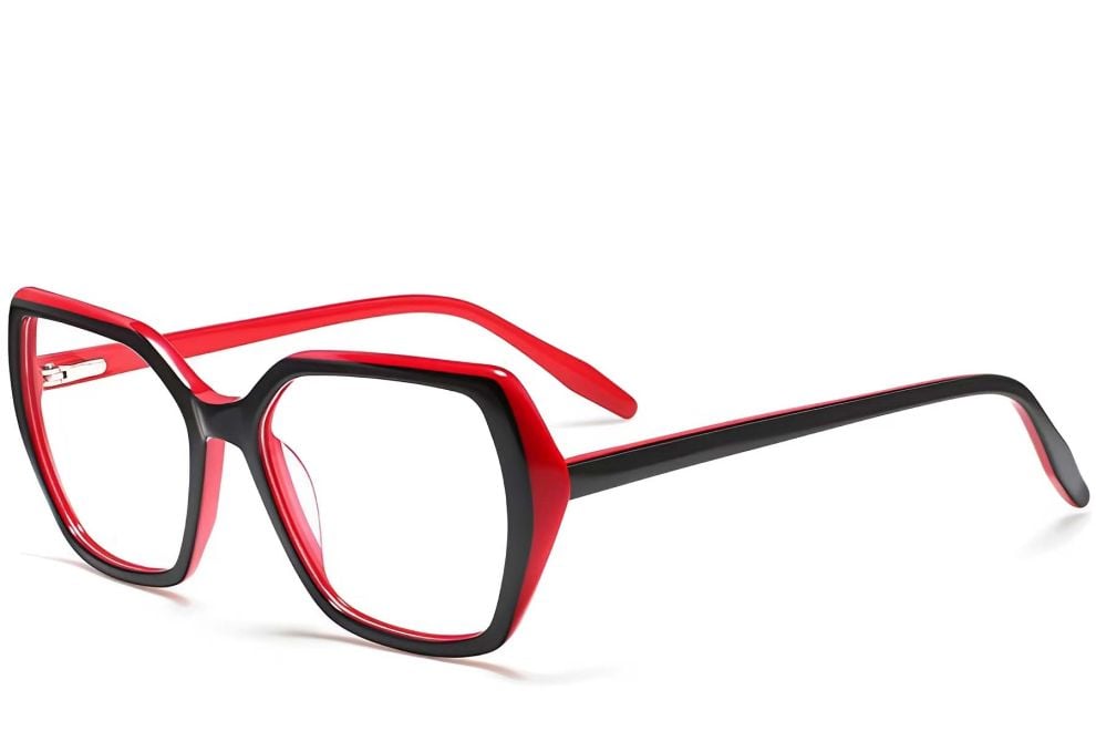 Rectangular Red Acetate Glasses #BS2012-0020