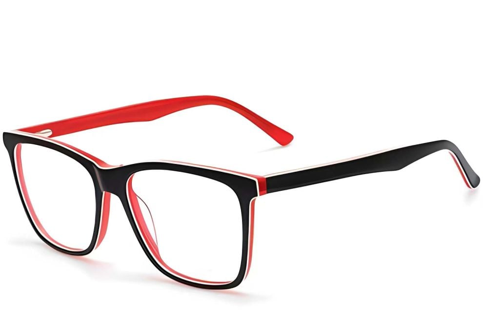 Rectangular Red Acetate Glasses #BS2012-0023