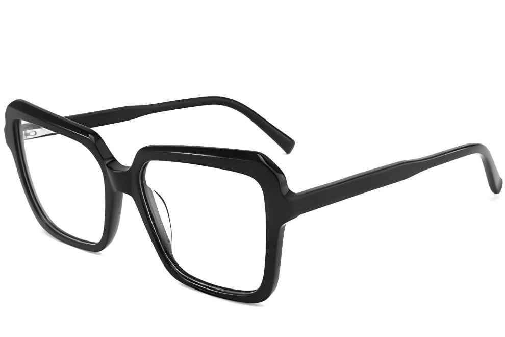 Rectangular Black Acetate Glasses #BS2012-0047