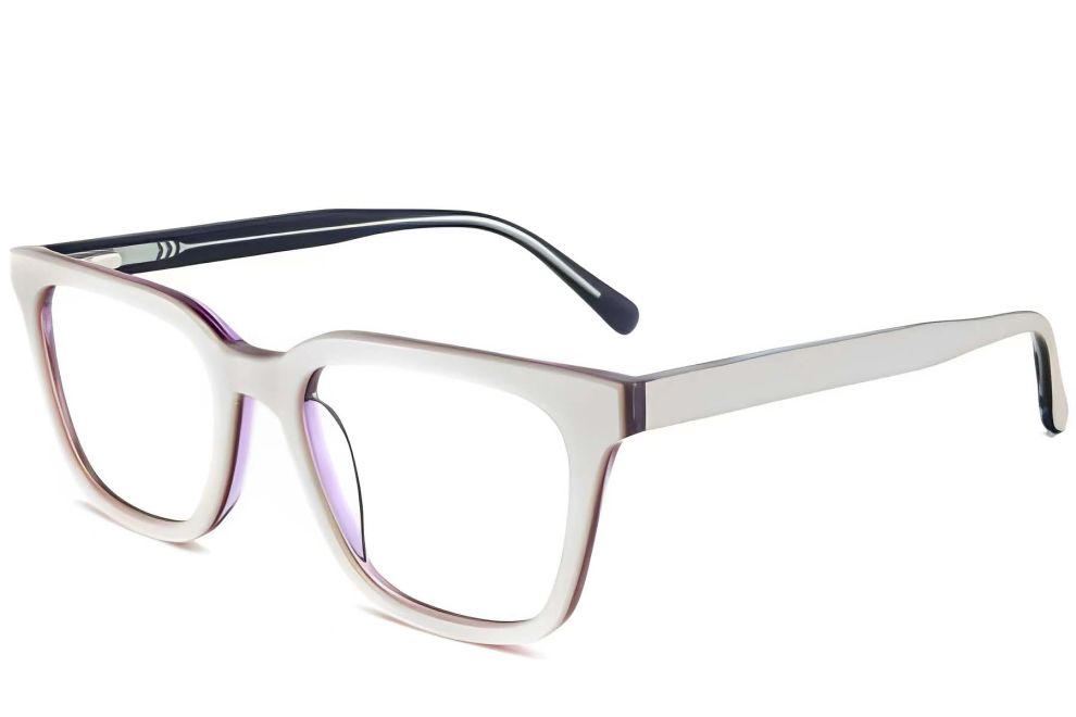 Rechteckige weiße Acetatbrille #BS2012-0061