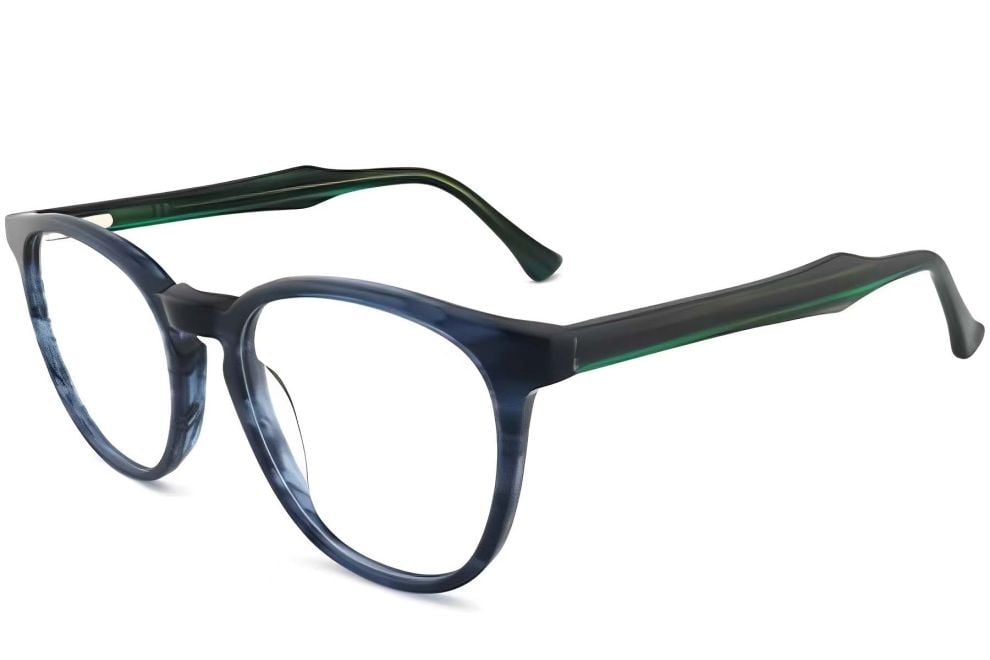 Oval Blue Acetate Glasses #BS2012-0100