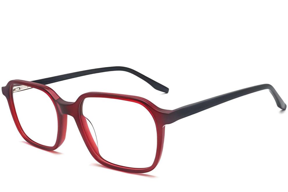 Rectangular Red Acetate Glasses #BS2012-0109