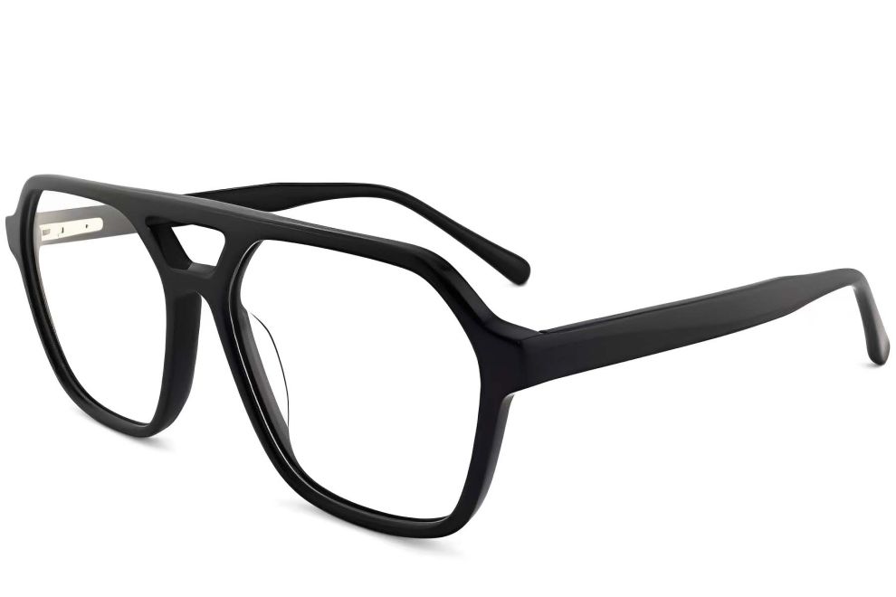 Pilotenbrille aus schwarzem Acetat #BS2012-0113