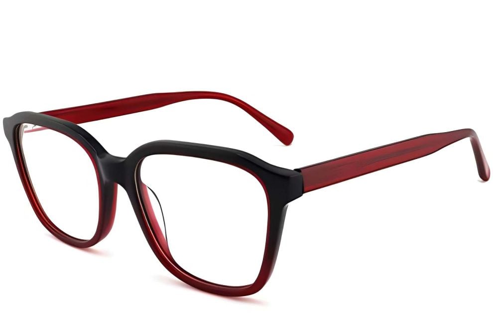 Rectangular Red Acetate Glasses #BS2012-0121