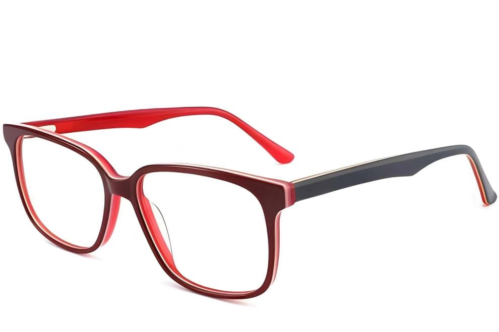 Rectangular Red Acetate Glasses #BS2012-0162