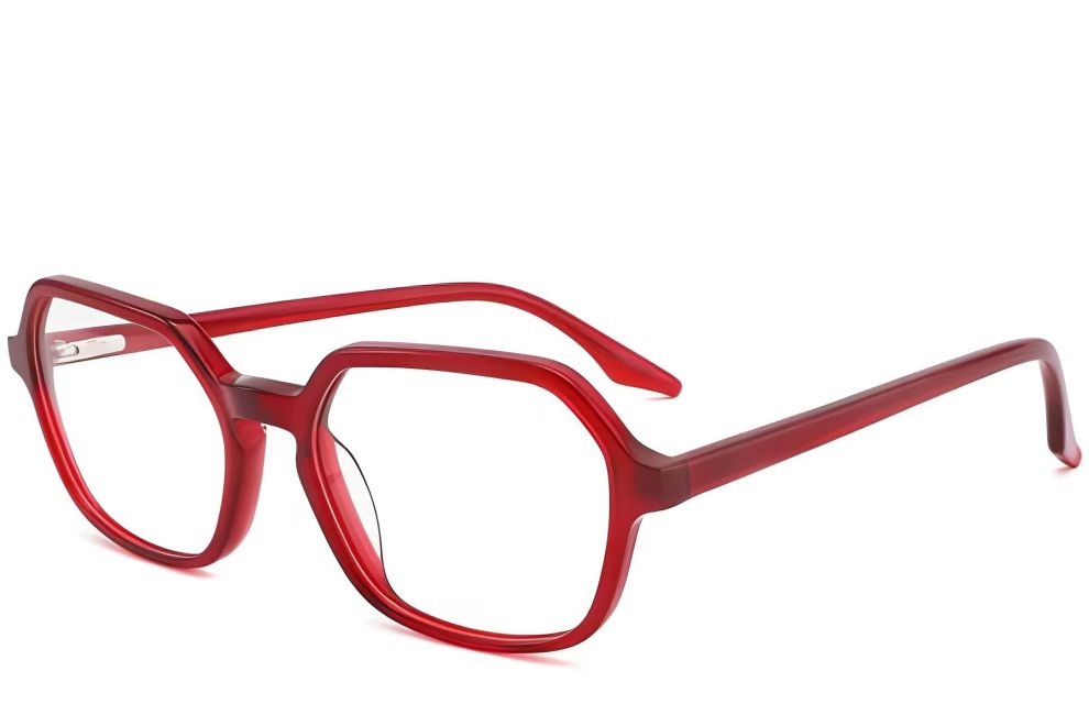 Rectangular Red Acetate Glasses #BS2012-0180