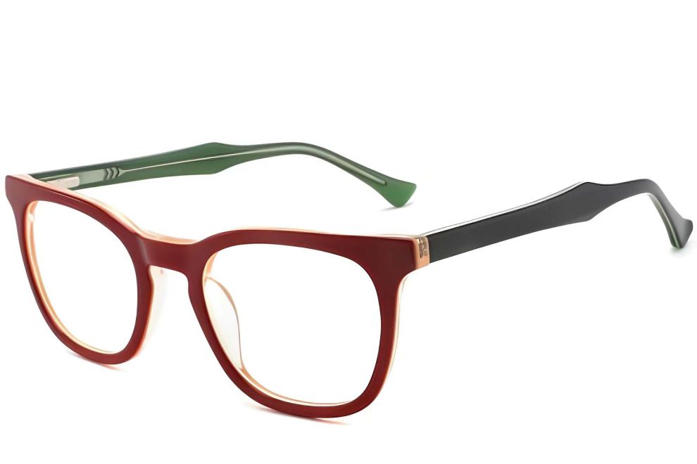 Rechteckige rote Acetatbrille #BS2012-0195