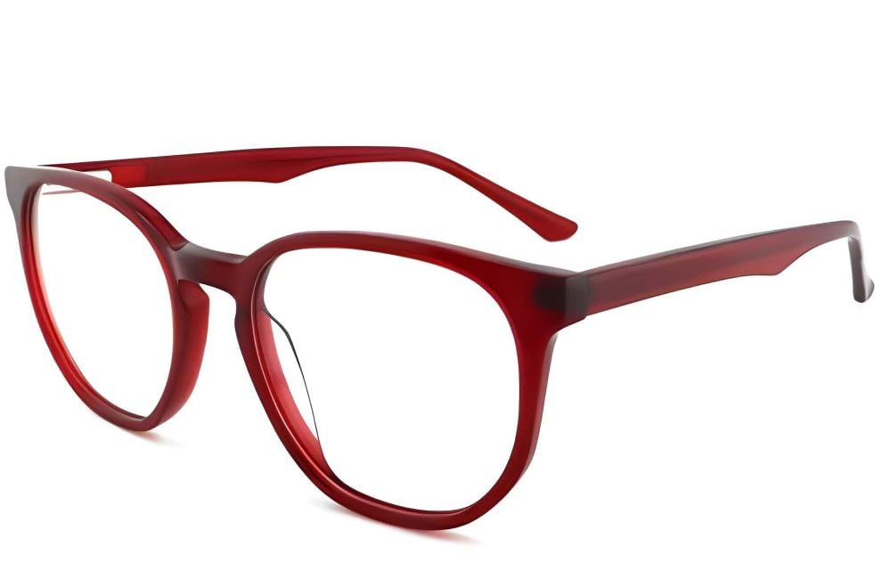 Oval Red Acetate Glasses #BS2012-0216