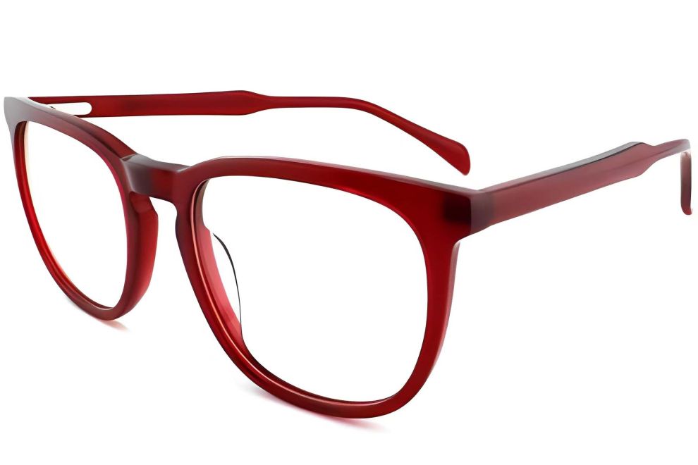 Rectangular Red Acetate Glasses #BS2012-0220