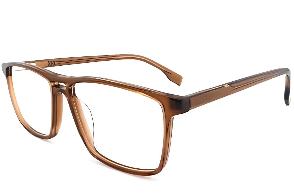 Rechteckige braune Acetatbrille #BS2012-0228