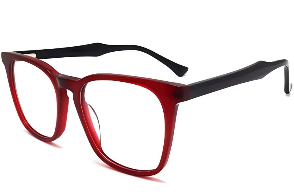 Rectangular Red Acetate Glasses #BS2012-0246