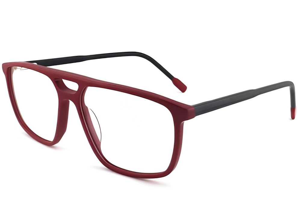 Pilotenbrille aus rotem Acetat #BS2012-0280