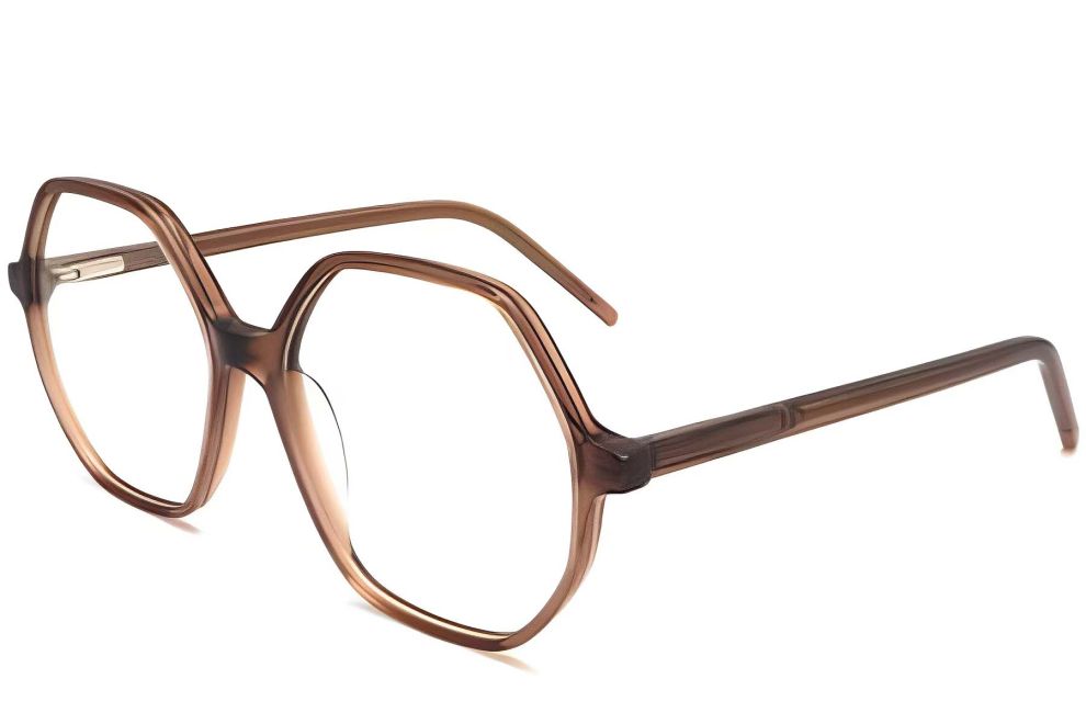 Geometrische braune Acetatbrille #BS2012-0287