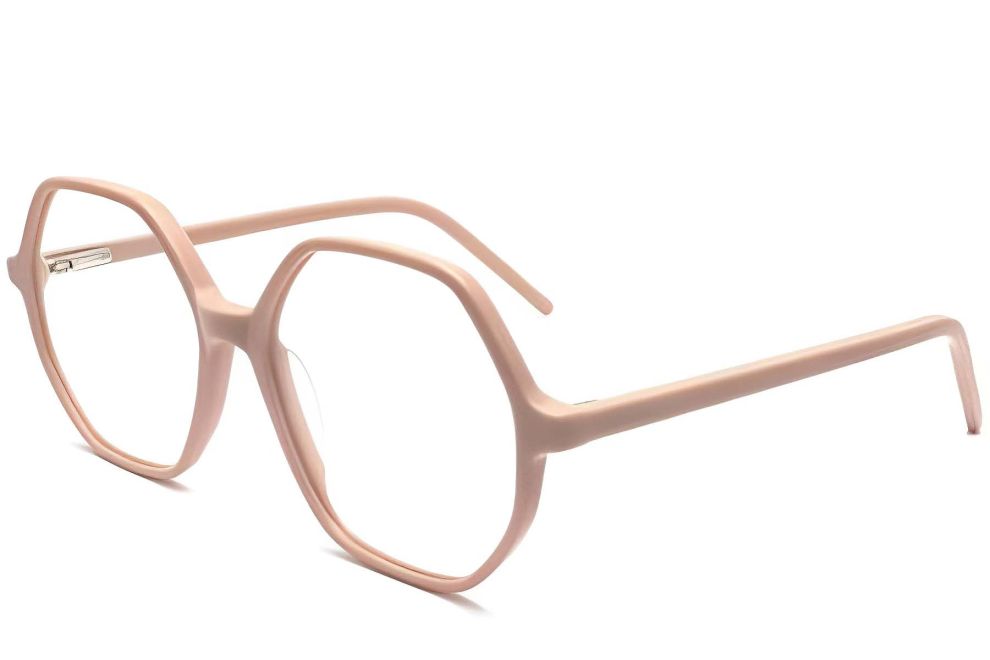 Geometrische cremefarbene Acetatbrille #BS2012-0288