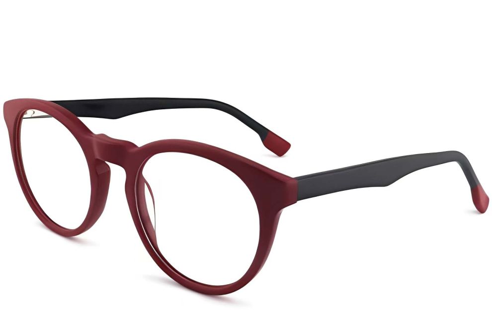 Lunettes rondes en acétate rouge #BS2012-0298