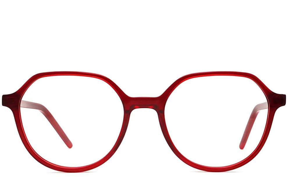Oval Red Acetate Glasses #BS2012-0316