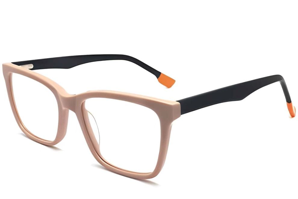 Rectangular Cream Acetate Glasses #BS2012-0341