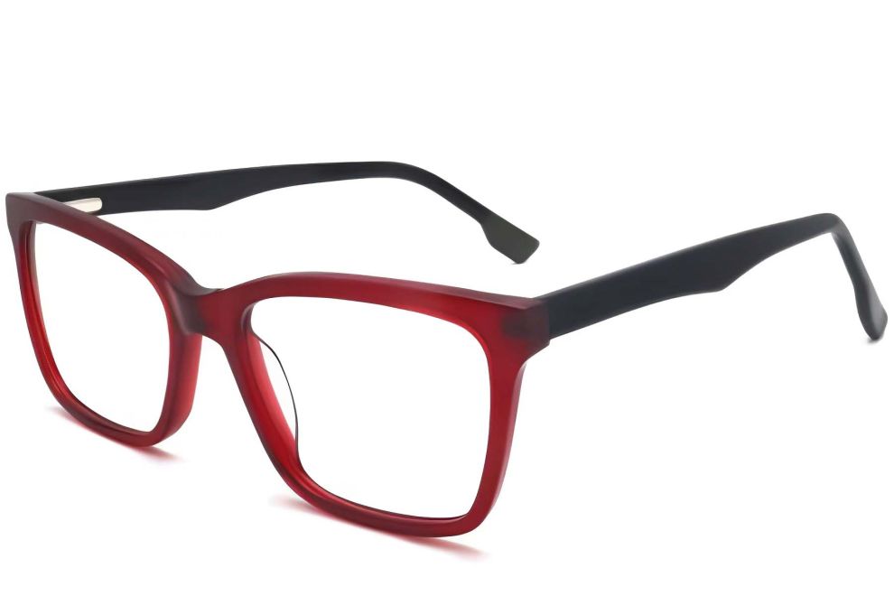 Rectangular Red Acetate Glasses #BS2012-0344