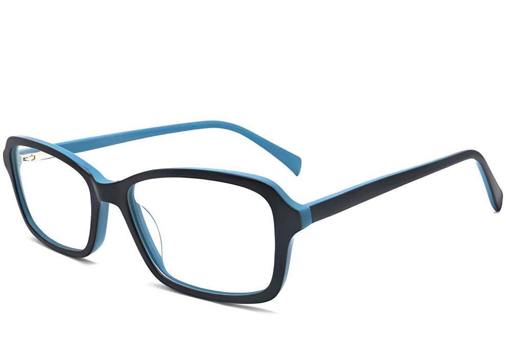 Rechteckige blaue Acetatbrille #BS2012-0346
