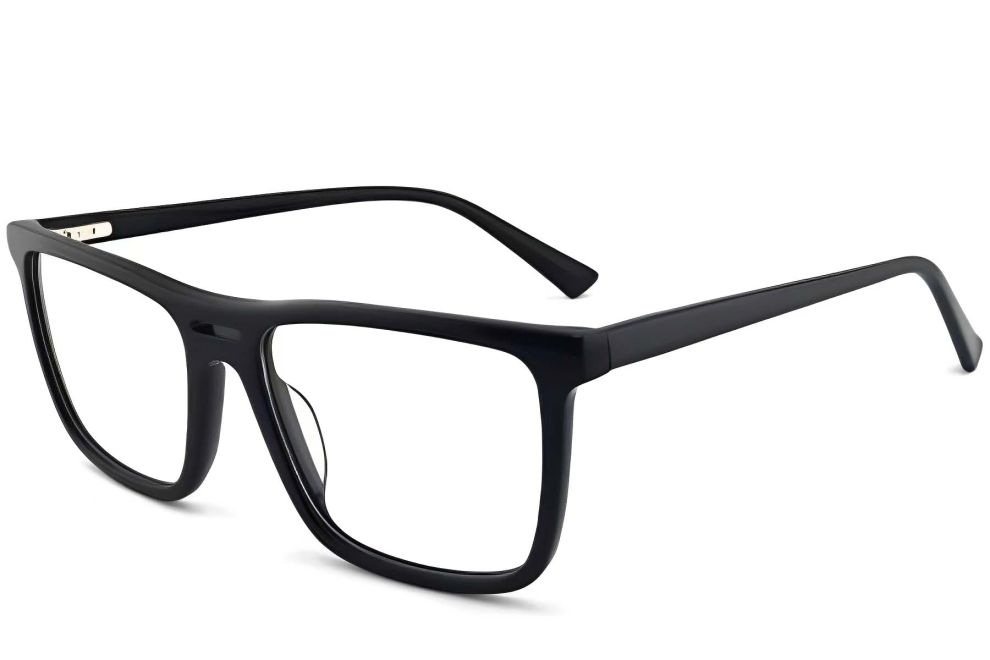 Rechteckige schwarze Acetatbrille #BS2012-0365
