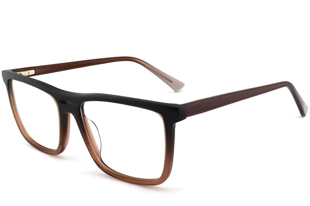 Rectangular Brown Acetate Glasses #BS2012-0369